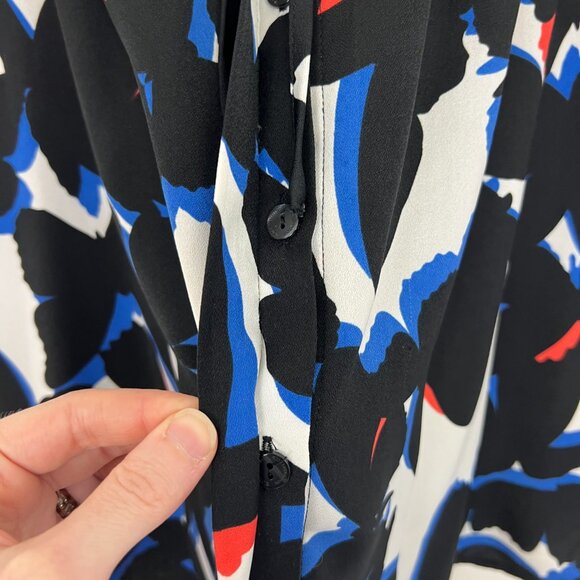 Worthington Covered Button Down Shirt Blouse Black White Blue 2X - Picture 4 of 8